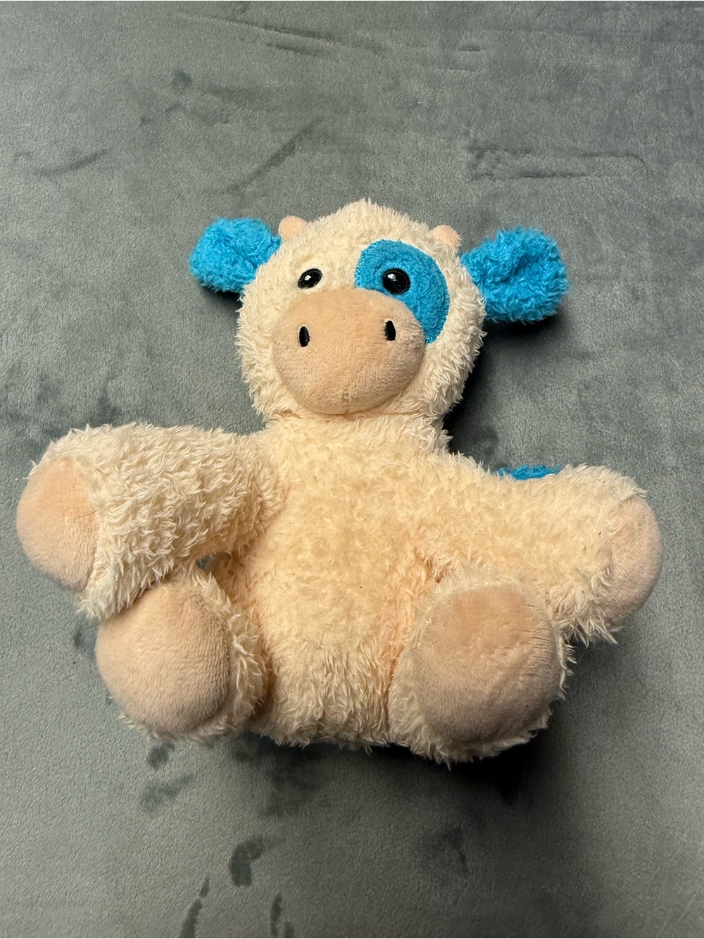 Cow Plush Rattle Cream & Blue Plush Stuffed Animal
